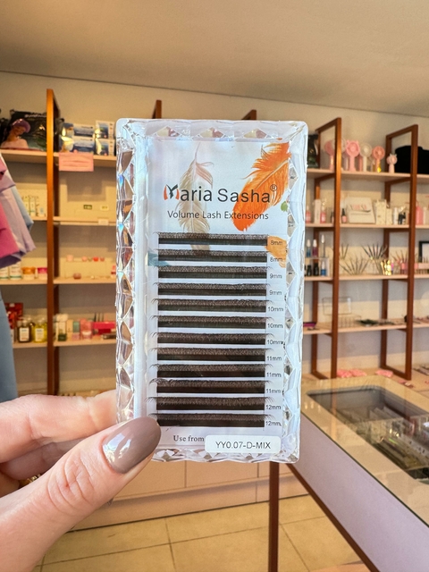 Cilios Y 0.07 MARROM mix 8-12mm Marca Maria Lashes