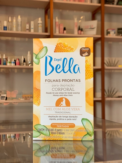 Folhas Prontas para Depilaçao CORPORAL Mel com Aloe Vera - Depil Bella 16 folhas