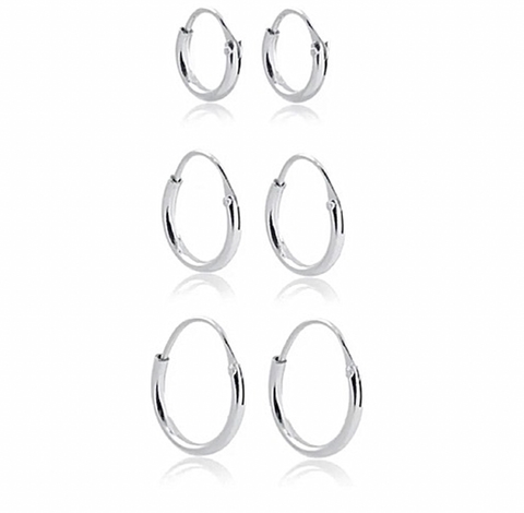 Trio de argolas lisas de encaixe fio redondo - comprar online