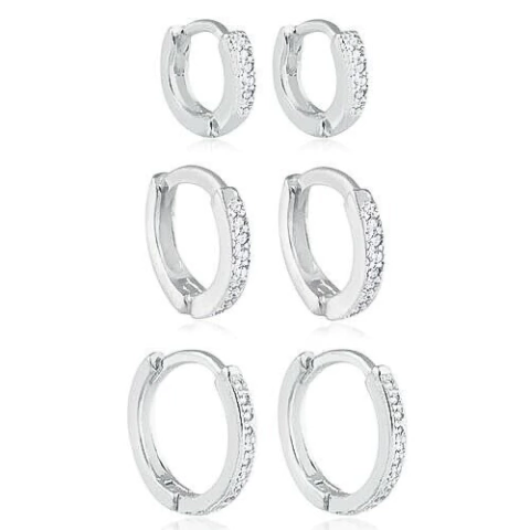 Trio de argolas cravejadas