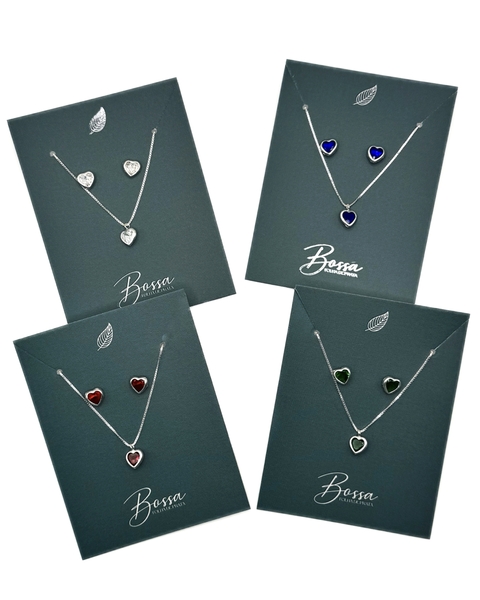 Conjunto colar e brinco ponto de luz coração - comprar online
