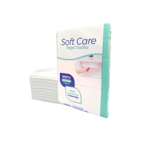 Papel Toalha Interfolha 20x20cm | Pacote c/500g Soft Care