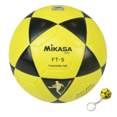 Bola Oficial de Futevôlei • Mikasa FT-5 Amarela/Preta + Chaveiro Mikasa FT-5