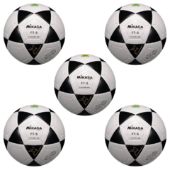 KIT - 5 Bolas Oficiais de Futevôlei • Mikasa FT-5 • Branca/Preta
