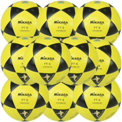 KIT - 10 Bolas Oficiais de Futevôlei • Mikasa FT-5 • Amarela/Preta
