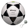 Bola Oficial de Futevôlei • Mikasa FT-5 Branca/Preta + Chaveiro Mikasa FT-5