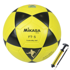Bola Oficial de Futevôlei • Mikasa FT-5 Amarela/Preta + Bomba para Encher Bola