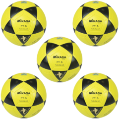 KIT - 5 Bolas Oficiais de Futevôlei • Mikasa FT-5 • Amarela/Preta