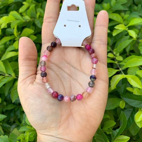 Pulseira Mix de Agatas Tingidas (Menor 6mm) Pedras Naturais Esfera Bolinha