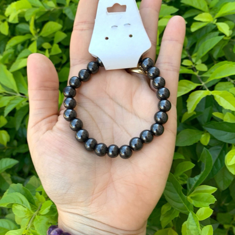 Pulseira Hematita Pedras Naturais Esfera Bolinha
