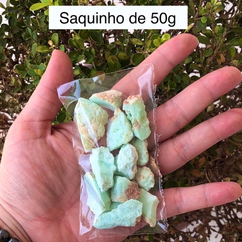 Crisoprasio Pedra Bruta Cristal Natural - Saquinho com 50g