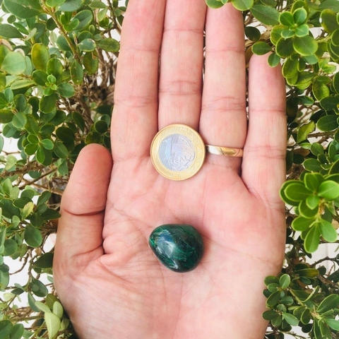 Pedra Malaquita Natural Verdadeira Rolada - M (Unidade)