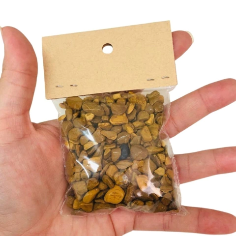 Jaspe Madeira / Jaspe Amarela - Saquinho de cascalho com 100g
