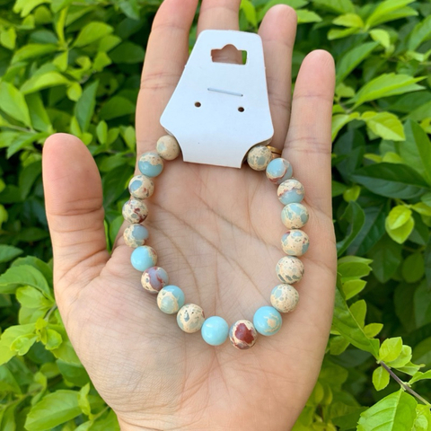Pulseira Jaspe Imperial Pedras Naturais Esfera Bolinha