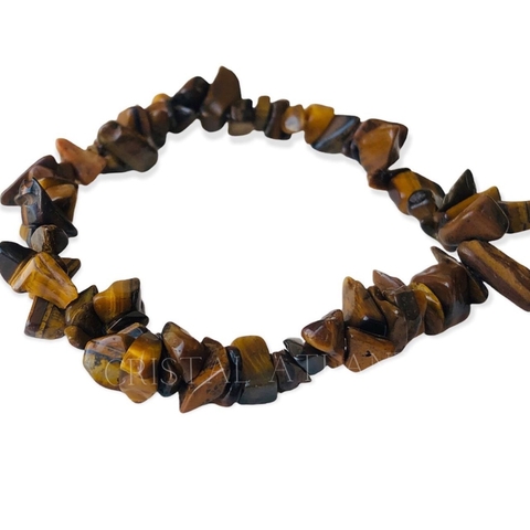 Pulseira de OLHO DE TIGRE em Cascalho de Pedras e Cristais