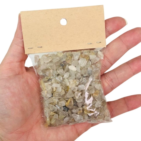 Quartzo com Rutilo Dourado em Cascalho - Saquinho 100g