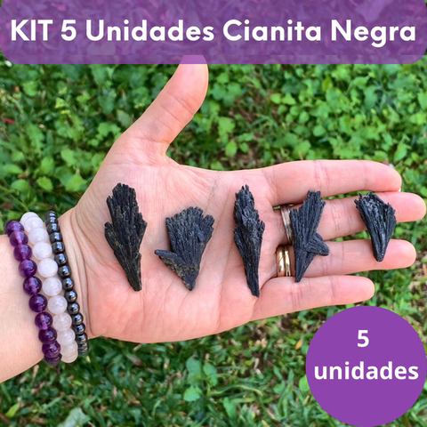 5 Unidades Cianita Negra Pedra Natural - Vassoura de Bruxa Cristal Bruto Mini