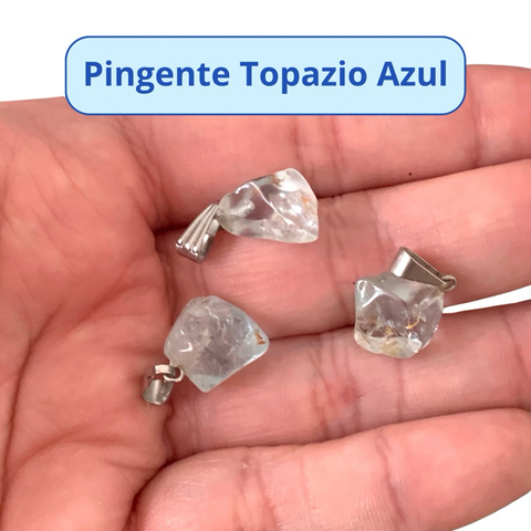 Pingente de Topazio Azul Pedra Natural Verdadeira