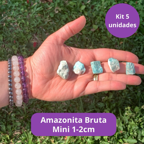 5 Unidades Amazonita Bruta Kit Mini - Kit 5 Unidades Mini de 1-2cm