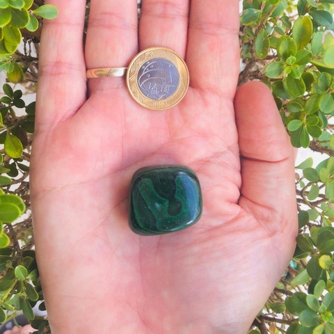 Pedra Malaquita Natural Verdadeira Rolada - GG (Unidade)