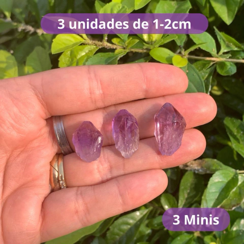 Mini Ponta de Ametista Bruta Natural - 3 Mini unidades de 1-2cm