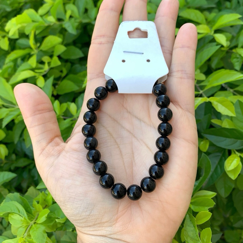 Pulseira Obsidiana Pedras Naturais Esfera Bolinha