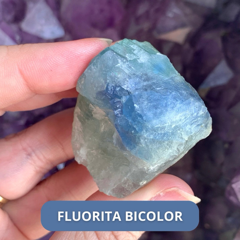 Fluorita Bicolor Azul e Verde - Raridade
