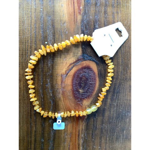 Colar Âmbar Infantil - Alivia Febre, Cólicas e Dores - Amarelo Queimado