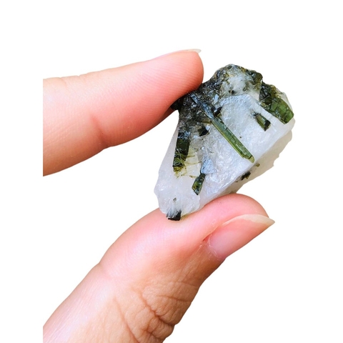 Turmalina Verde Cristalizada na Matriz de Quartzo Tamanho -P Tipo:#7- 10g / 2,8cm