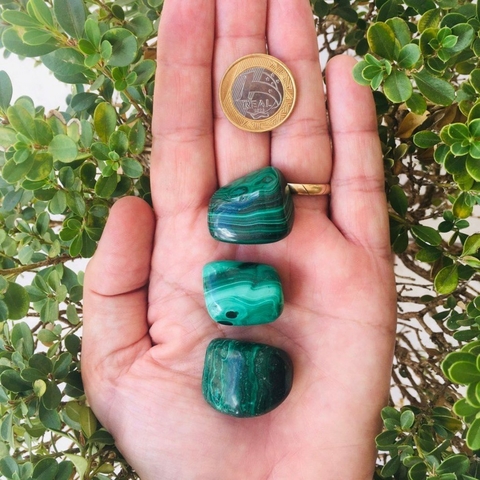 Pedra Malaquita Natural Verdadeira Rolada - G (Unidade)