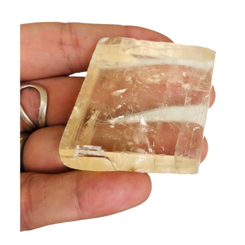 Calcita Ótica Amarela Pedra Bruta Natural Tamanho: M