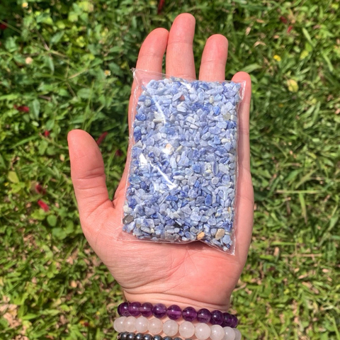 Quartzo Azul em mini Cascalho - Saquinho de 100g
