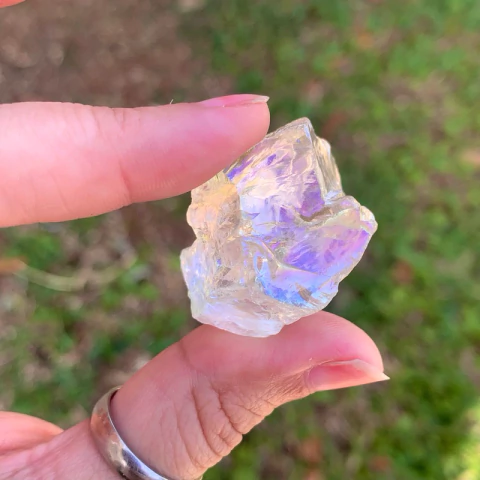 Quartzo Cristal Aura Angel / Cristal Rolado Especial - P Bruto (15-25g)