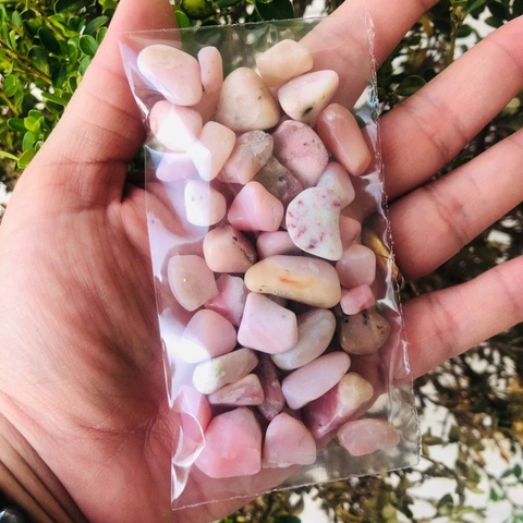 Pedra Opala Rosa Rolada Natural - Saquinho com 50g