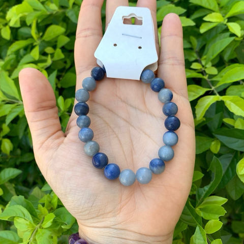 Pulseira Quartzo Azul Pedras Naturais Esfera Bolinha