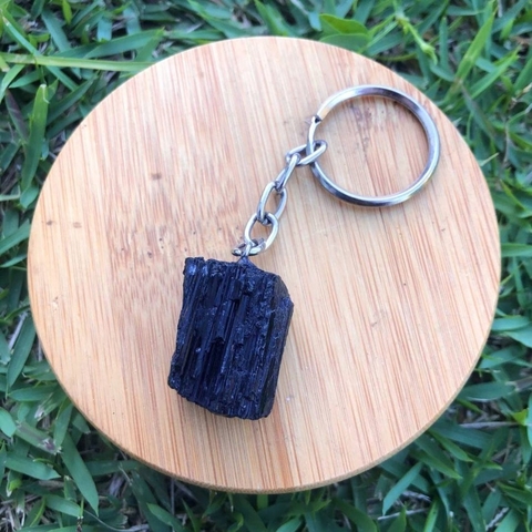 Chaveiro de Pedra Natural Cristal - Turmalina Negra Bruta
