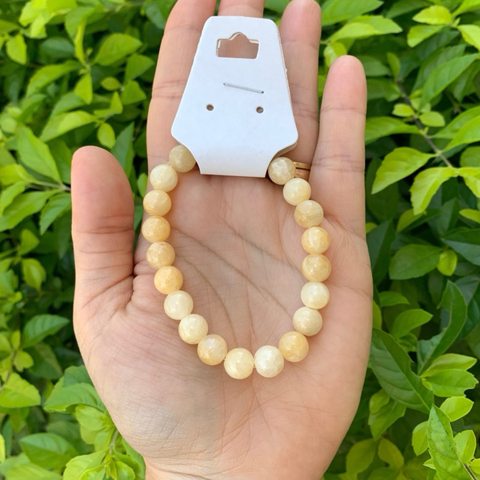 Pulseira Calcita Amarela Pedras Naturais Esfera Bolinha
