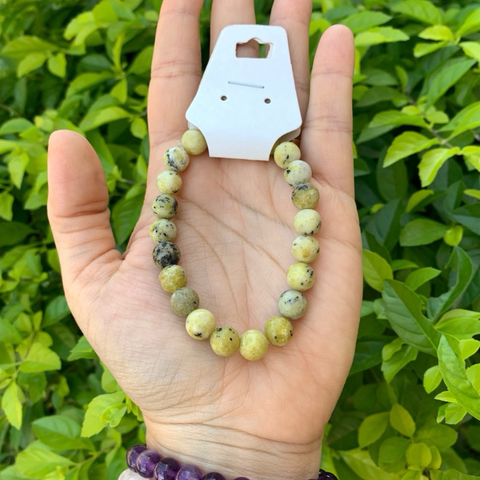 Pulseira Serpentinita Pedras Naturais Esfera Bolinha