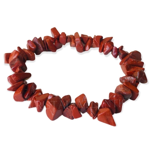 Pulseira de JASPE VERMELHA em Cascalho de Pedras e Cristais