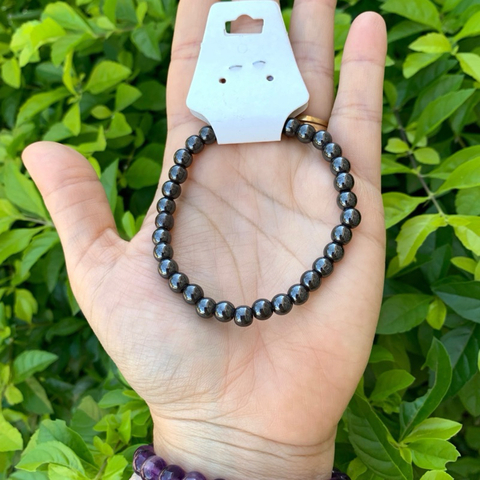 Pulseira Hematita 6mm (menor) Pedras Naturais Esfera Bolinha
