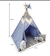 Teepee de tela Azul con Gris- Casita de tela portátil en internet