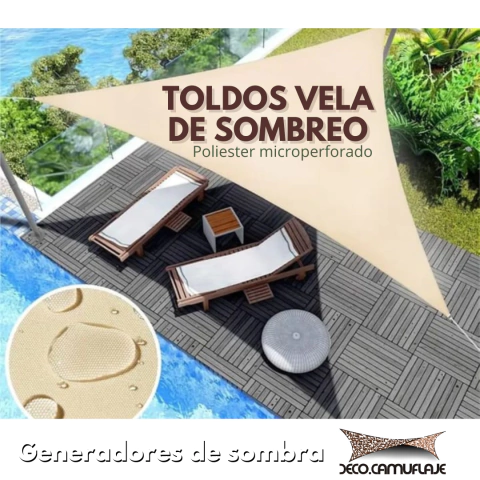Toldo Vela de sombreo Decocamuflaje triangulo rectangulo 3x4x5 M poliester microperforado, NO es mediasombra - comprar online