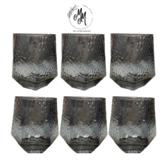 Vaso diamante corrugado de whisky en vidrio