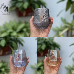 Vaso diamante corrugado de whisky en vidrio