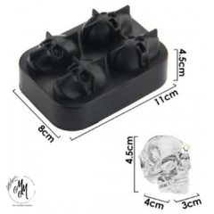 Molde en silicona negro x4 calaveras - comprar online