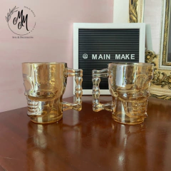 Vasos cerveceros calavera dorado - comprar online