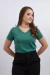CAMISETA BÁSICA GOLA V - VERDE ZIMBRO - Linhamore