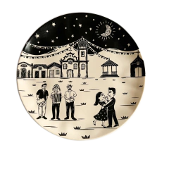 Prato Raso Porcelana Junina Cordel Vila Bege 26cm