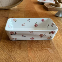 Refratario porcelana Flowers Rosa G (25cm x 16,5cm) - comprar online