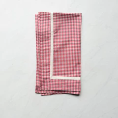 Trilho de Mesa Xadrez Vermelho Contorno Branco